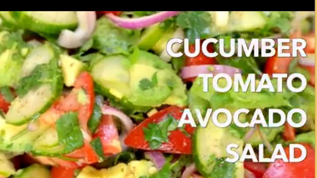 ⁣Cucumber tomato avocado salad