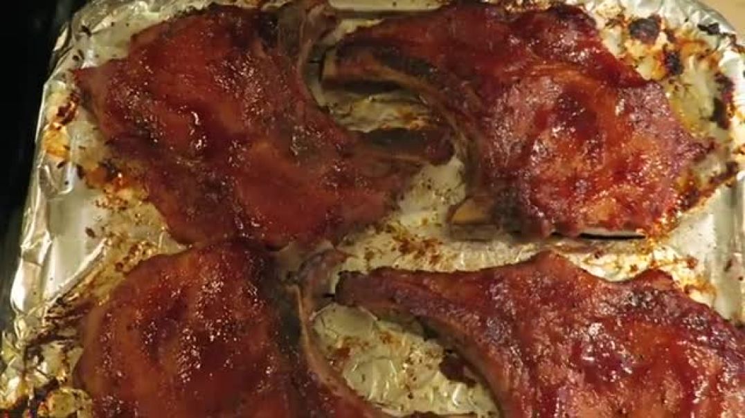 ⁣BBQ Pork Chops  Oven Baked  Easy StepByStep