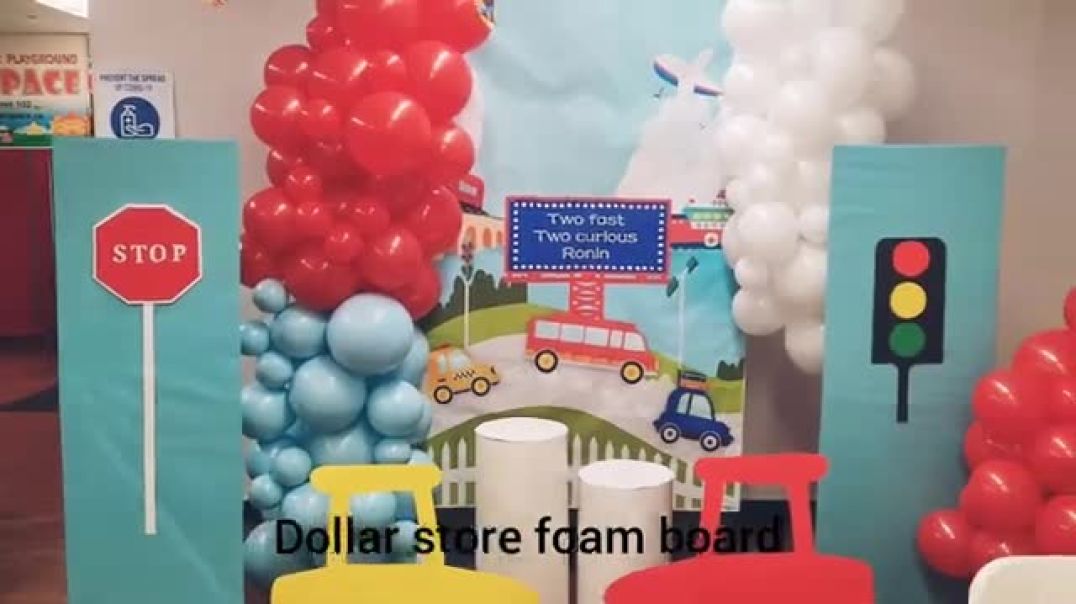 Car theme balloon backdrop setup Low  cost   DIY How to