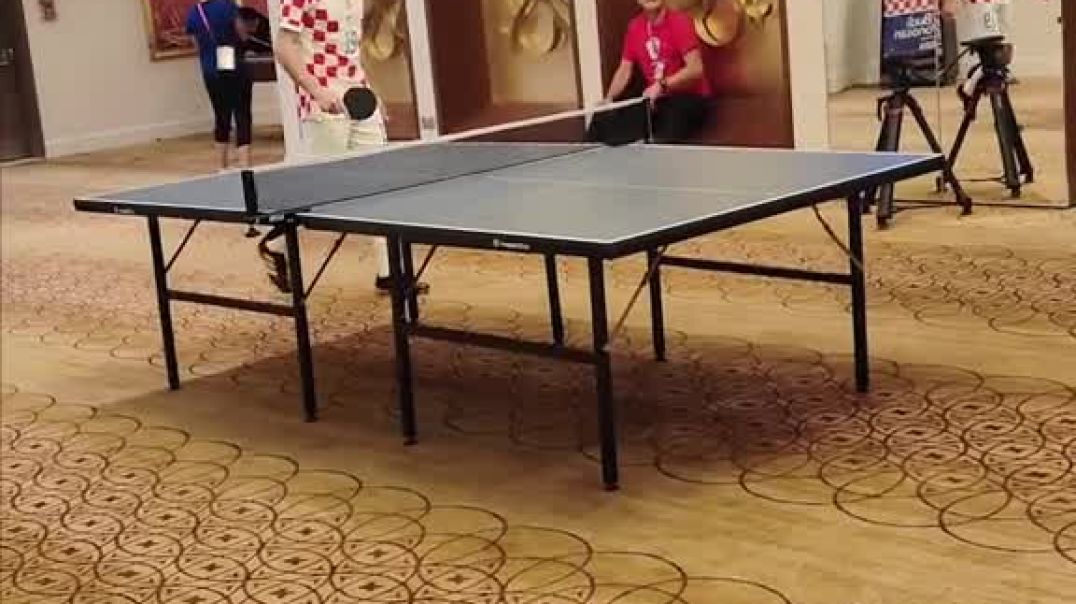 ⁣A friendly game of table tennis