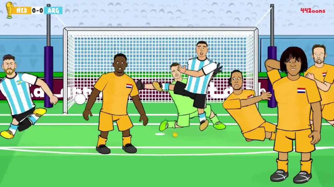 ⁣Argentina BEAT Netherlands on penalties! (World Cup 2022 Cartoon Messi 2-2 4-3 Goals Highlights)