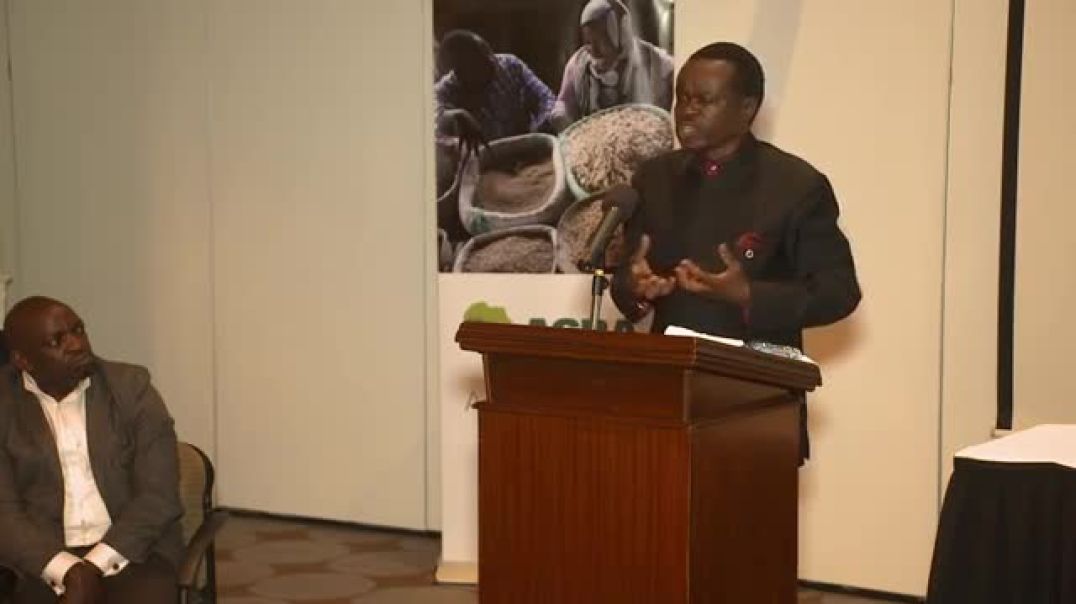 Patrice Loch Otieno Lumumba speaks to AGRA staff and partners in Nairobi