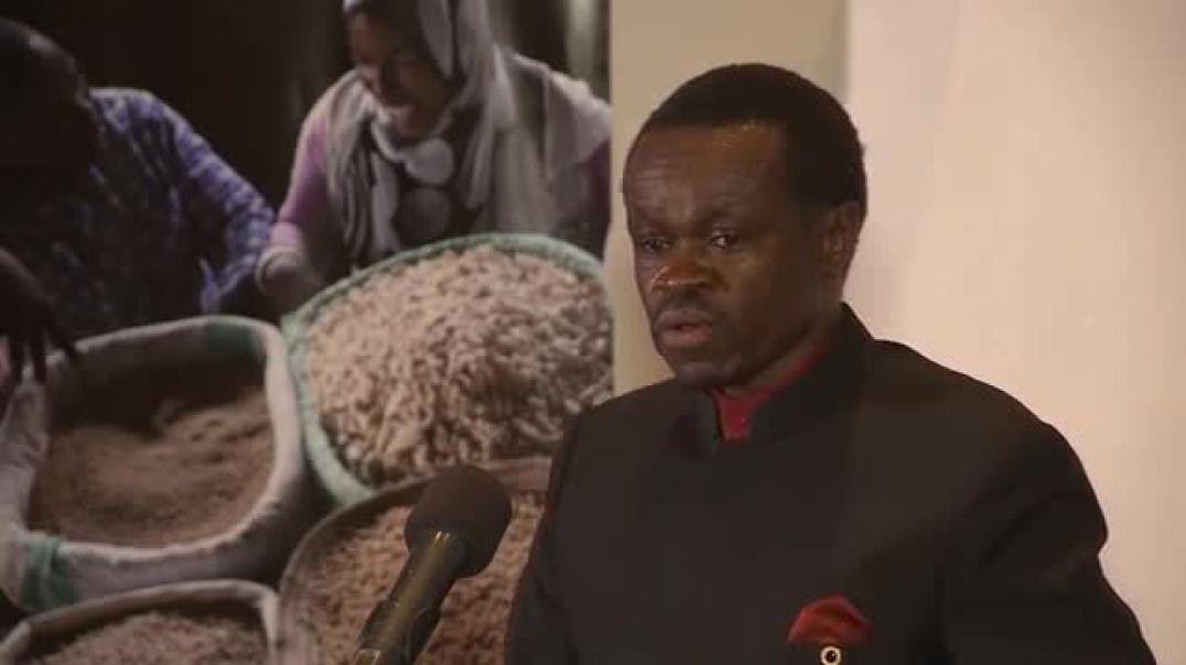 ⁣Patrice Loch Otieno Lumumba speaks to AGRA staff and partners in Nairobi