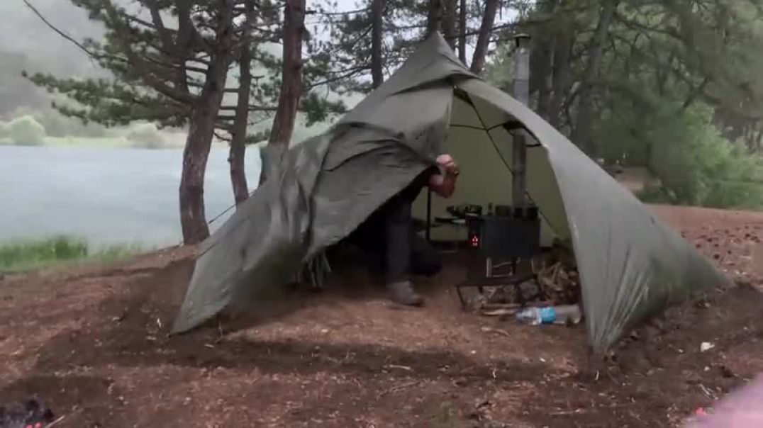 ⁣Solo Camping in Heavy Rain  Camping With Thunder Storm   ASMR  Small Tent in the Forest
