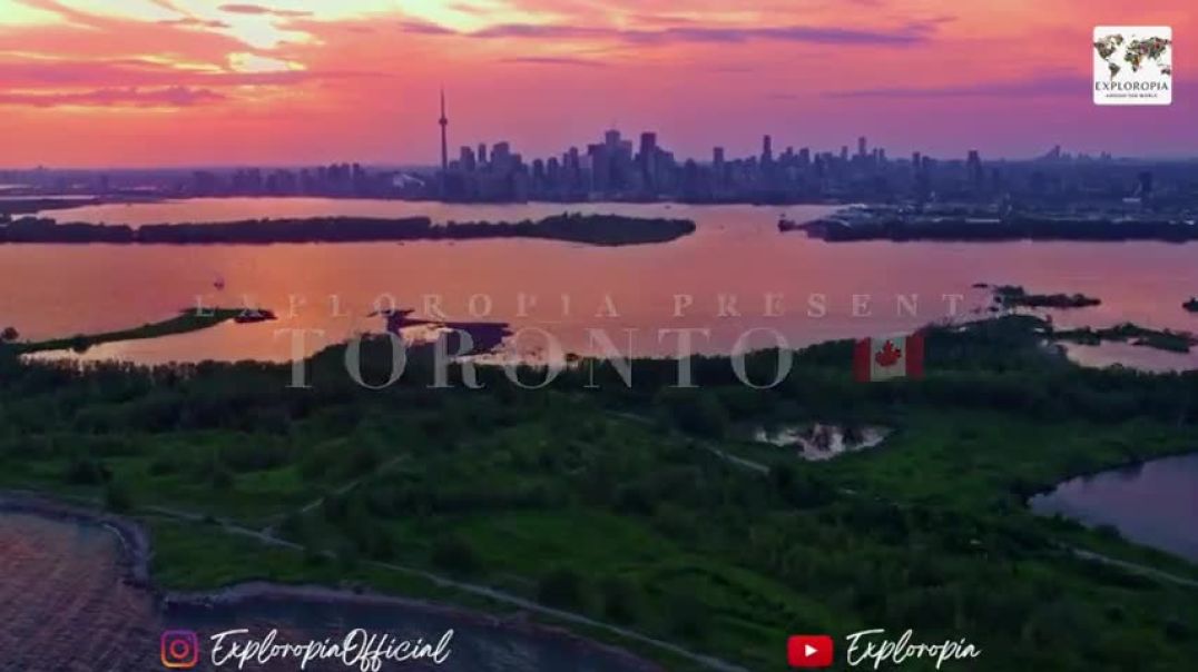 ⁣Toronto Ontario Canada  in 8K ULTRA HD HDR 60 FPS Video at Night by Drone