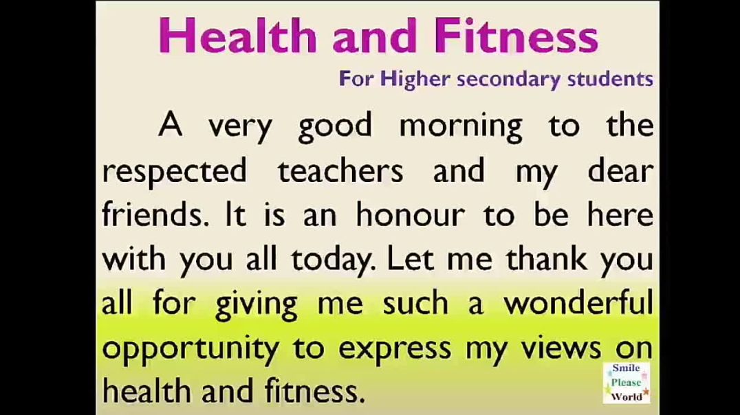 ⁣Speech on Health and Fitness in English for Higher Secondary Students  Essay on Health and fitness