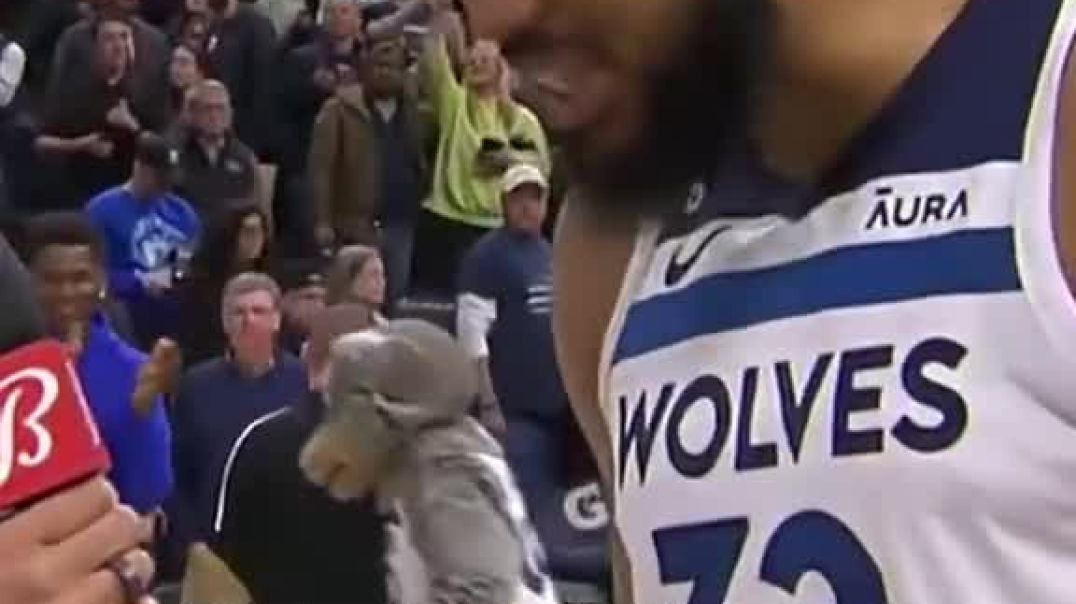 KAT is back and he is HYPE after hitting the game-winning free throws…this is what movies are made o