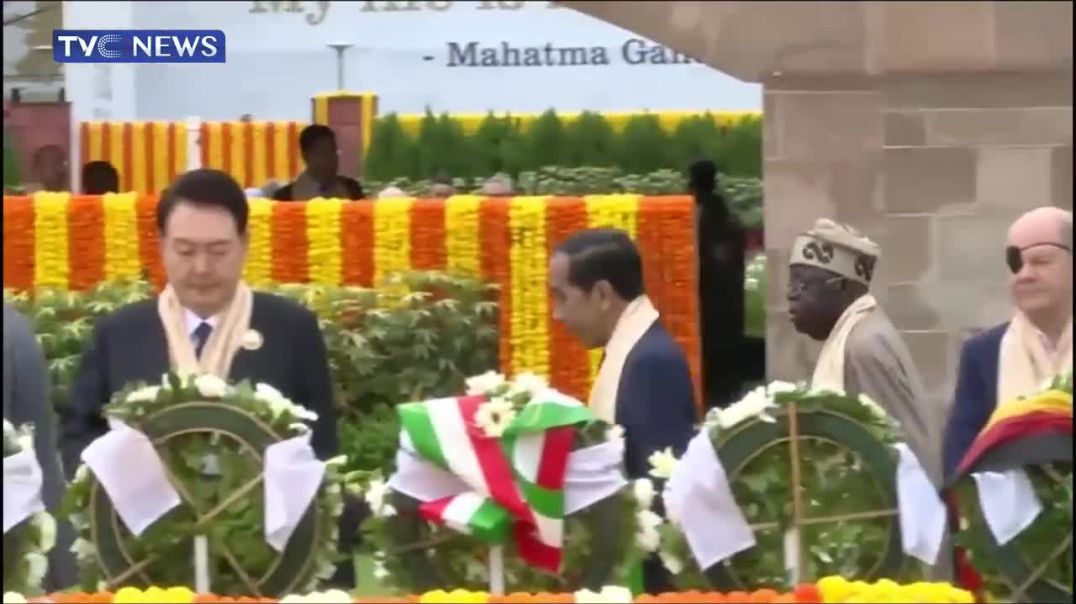 G20 Summit President Bola Tinubu Laid a Wreath in Honor of Mahatma Gandhi