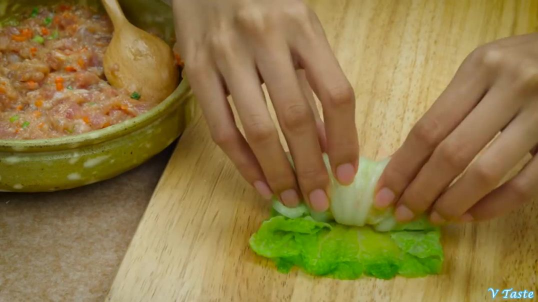 Healthy Cabbage Roll Recipe  Making Chinese cabbage roll recipe  V Taste