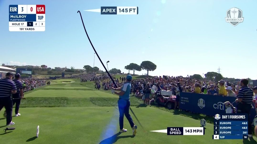 Rory McIlroys Stunning Tee Shot to Win Match  2023 Ryder Cup