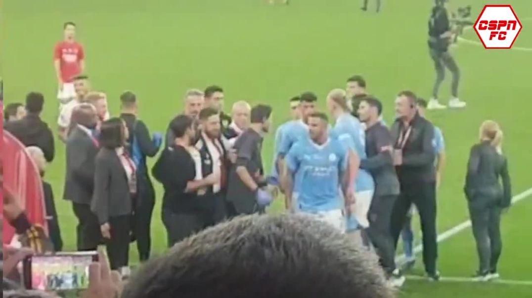 ⁣Kyle Walker and Haaland furious clash with Arsenal staff after Man City defeat